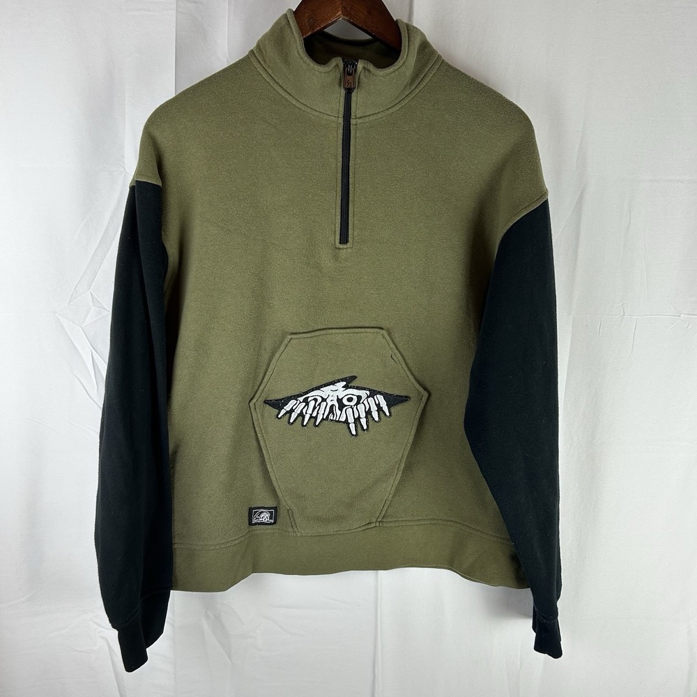 Lurking Class by Sketchy‎ Tank Terror Coffin Green Quarter Zip Sweatshirt Large
